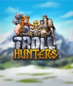 Enter the realm of "Troll Hunters," where bold Viking warriors stand ready to confront their foes. The logo displays a pair of Vikings, male and female, equipped with weapons, overlooking a chilly mountainous backdrop. They radiate power and determination, reflecting the spirit of the game's adventurous theme.